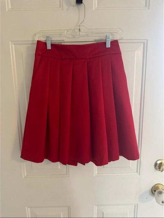 Ann Taylor Dresses & Skirts - Ann Taylor Red Pleated Skater Skirt Size 2